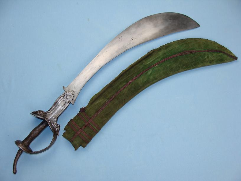 Khanda hilted Ayda Katti blade and original scabbard Very Rare www.swordsantiqueweapons.com