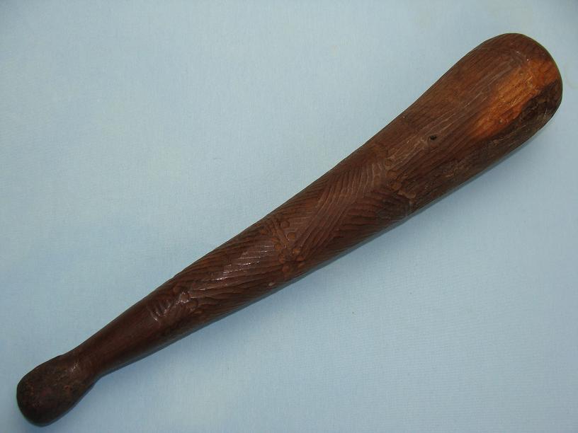 Aboriginal throwing or fighting club early 20th cent Central Australia custom gallery stand www.swordsantiqueweapons.com